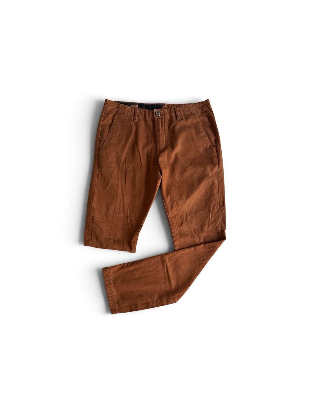VOLCOM Faceted Pants Men’s 32 Straight Leg Cotton Orange Brown Denim Skater Y2K